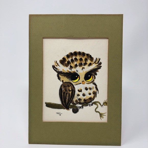 Vintage Owl Watercolor Painting by Lois Mae Thayer - Picture 2 of 11